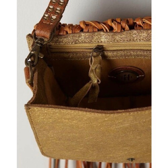 Anthropologie fringe leather braided crossbody bag - Picture 6 of 16